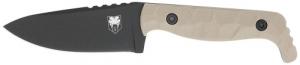 CobraTec Knives KingPin EDC 4" Fixed Drop Point Plain Black Powder Coated D2 Steel Blade, 4" Tan Textured G10 Scales Han - CTKPTAN