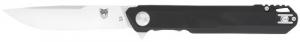 CobraTec Knives CTMONBLK Monarch 3.50" Folding Plain Satin D2 Steel Blade, 4.75" Black G10 Handle - 1001