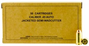 Winchester Ammo Service Grade 45 ACP 185 GR Jacketed Semi-Wadcutter 50