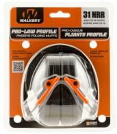 Walker's Pro Low Profile Muff Polymer 22 dB Folding Over the Head Black Ear Cups with Black Headband & Orange Accents - GWPFPM1BKO