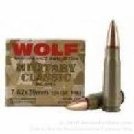 Wolf Miltary Classic 7.62x39 124gr Full Metal, 1000 RD CASE - WMC762FMJ