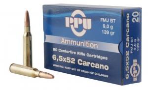 PPU Metric Rifle 6.5x52mm Carcano 139 gr Full Metal Jacket (FMJ) 20 Bx/ 10 Cs