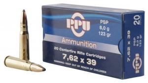 PPU Metric Rifle 7.62x39mm 123 gr Pointed Soft Point (PSP) 20 Bx/ 50 Cs