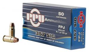 PPU Handgun 357 Sig 125 gr Flat Point Jacketed (FPJ) 50 Bx/ 20 Cs