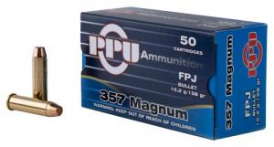 PPU Handgun 357 Mag 158 gr Flat Point Jacketed (FPJ) 50 Bx/ 10 Cs