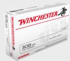 Winchester 308 Winchester Ammo 147gr Full Metal Jacket  20 Round Box - USA3801