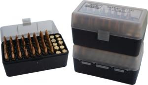 Case-Gard 50 Rifle Ammo Boxes .22-250 to .308 Clear Green/Black - RM-50-16T