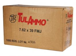 TulAmmo 7.62x39mm 124 Grain Full Metal Jacket Lead Core 1000 Rou - UL076200