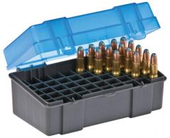 Flip Top Small Rifle Ammo Case 50 Round Gray/Blue