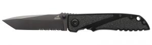 Icon Tactical Folding Knife 4.25 Inch Tanto Serrated Blade Black Clampacked - 31-000372