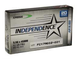 Independence Ball 5.56mm 62 Grain Full Metal Jacket Boattail