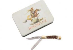 Winchester Knife 6.25" OAL Stag Trapper W/Knife Tin - 6220095W