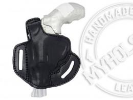 Right / Black Smith & Wesson Model 60 OWB Thumb Break Right Hand Leather Belt Holster - 56MYH105LP_BL