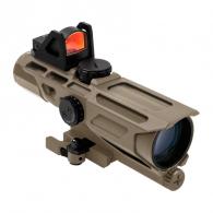 NcSTAR Ultimate Sighting System Gen 3 3-9x 40mm with Red Dot/Mil-Dot Sight Tan Rifle Scope - VSTM3940GDV3T