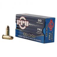 Prvi Partizan PPU .32 ACP Ammunition 50 Rounds 71 Grain Full Metal Jacket 902fps