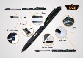 UZI Tactical Utility Pen w/ Ruler - UZI-TACPEN23-BK