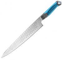Gerber Sengyo, 9.5" 9CR Plain Blade, Gray/Cyan Synthetic Hydrotread Gripped Handle - 31-003866