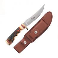 Uncle Henry by BTI Tools Next Gen Fixed Knife 5" Blade with Clip Point, Staglon Handles with Nickel Silver Guard and Pommel
