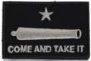 COME AND TAKE IT CANNON BLACK PATCH w/ ADHESIVE