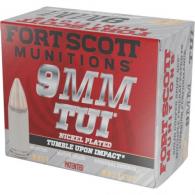 Fort Scott Munition Nickel Plated Pistol Ammo 9mm 80 gr. TUI 20 rd.