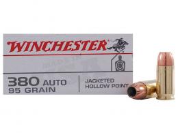 Winchester Ammo USA .380 ACP JHP 95 GR 50Box/10Case