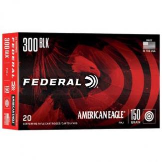 Federal American Eagle Full Metal Jacket Boat Tail 300 AAC Blackout Ammo 20 Round Box